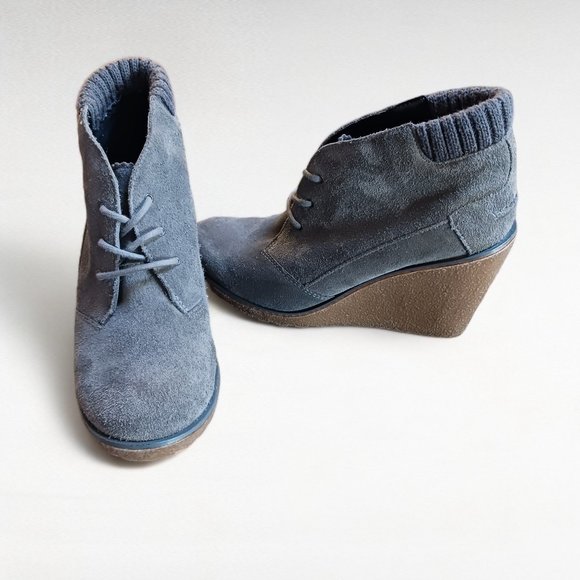 Lacoste Gray Suede Leren Lace Up Wedge Boots in Size 6 - Picture 10 of 13